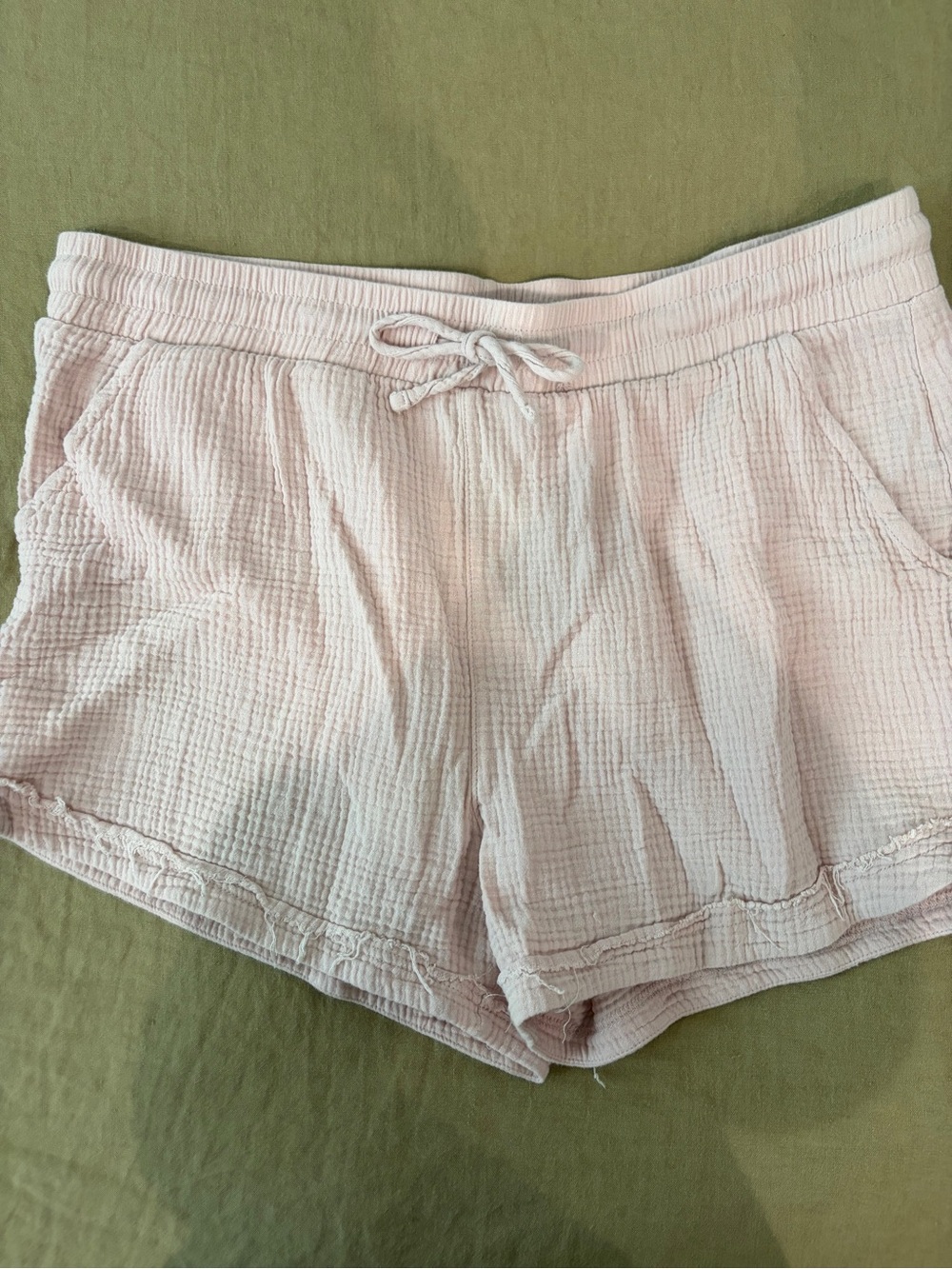 C&C California Light Pink Gauze Drawstring Lounge Shorts